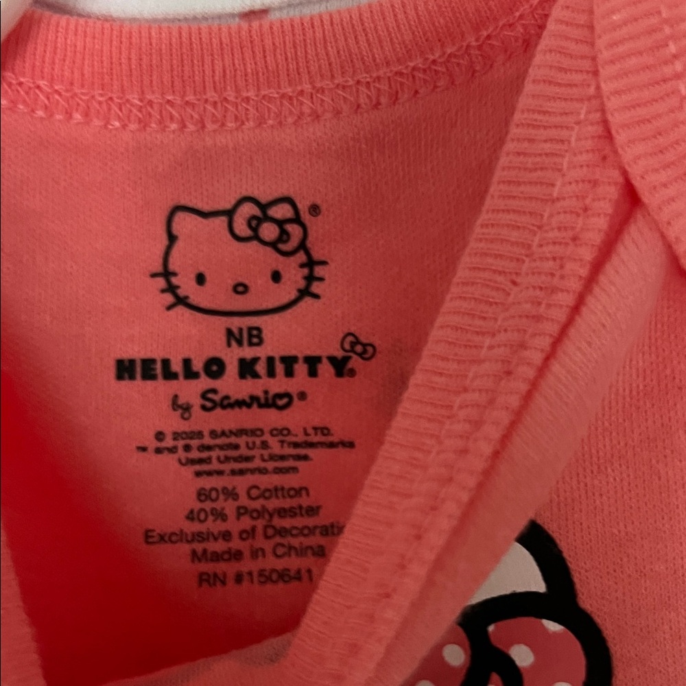 NWT Hello Kitty Coral and White Baby Onesie Trio sz Newborn - Picture 2 of 3